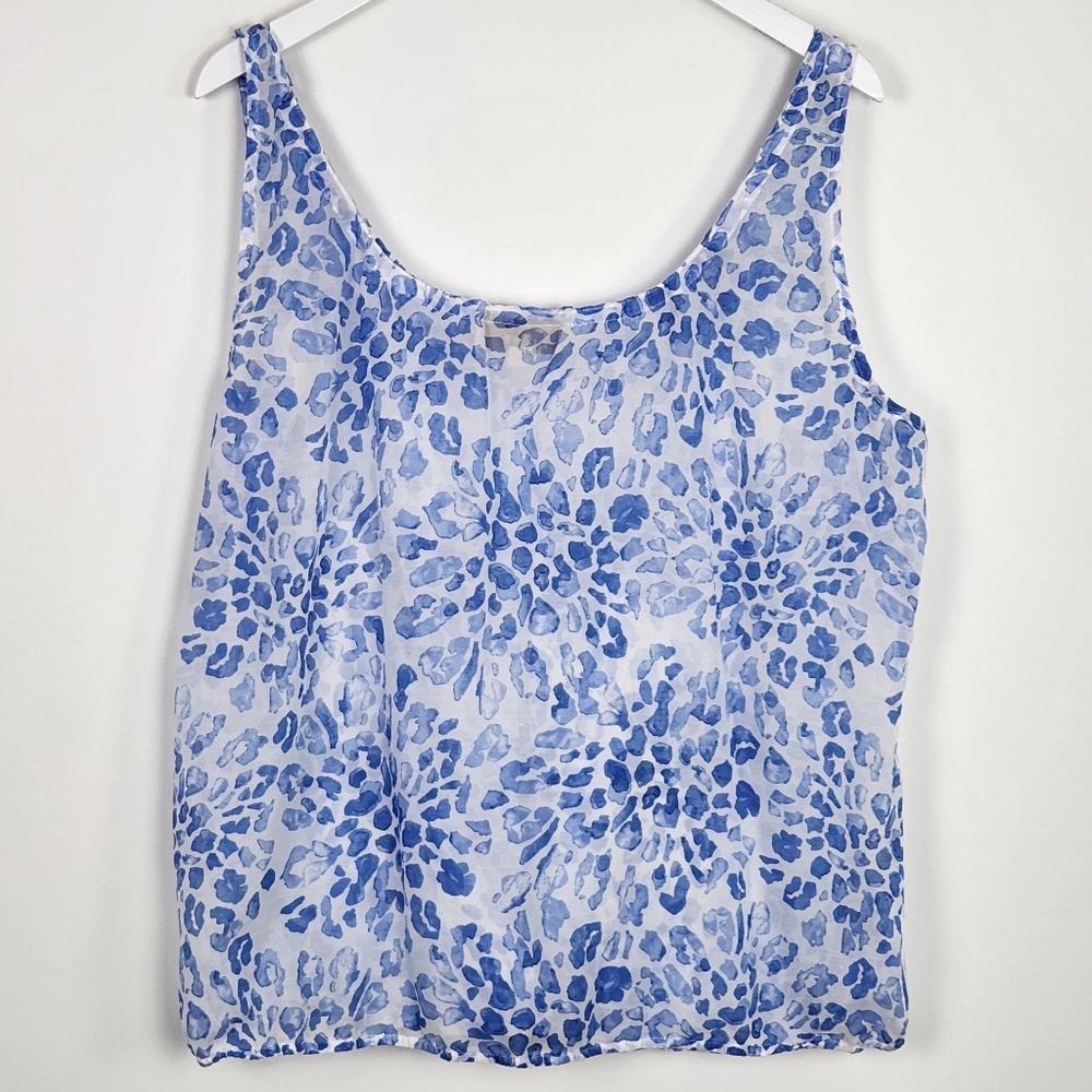 Ann Taylor LOFT Blue Print Sleeveless Drawstring Neckline Elastic Waistline XXL - Picture 8 of 8